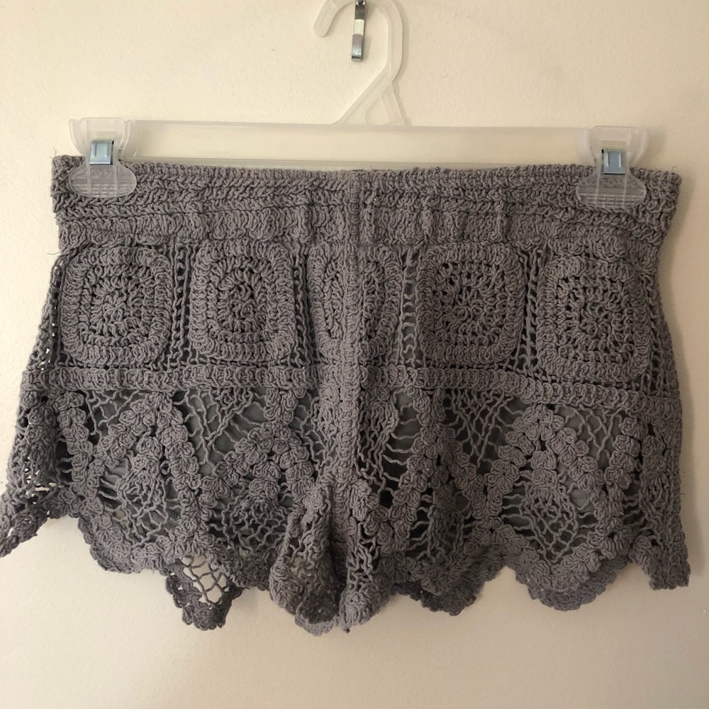 Gray lace shorts